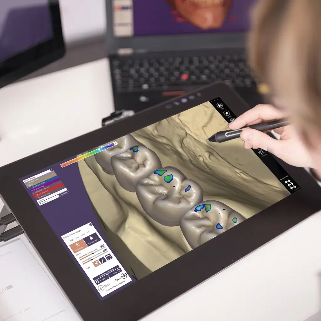 Refining occlusal anatomy of a digital molar design with a stylus