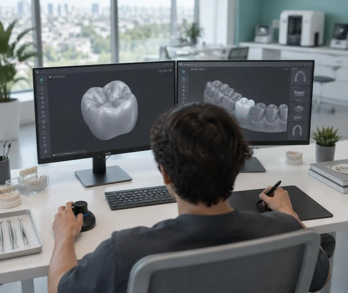 COSMODENTAL DESIGNS designers at CAD workstations